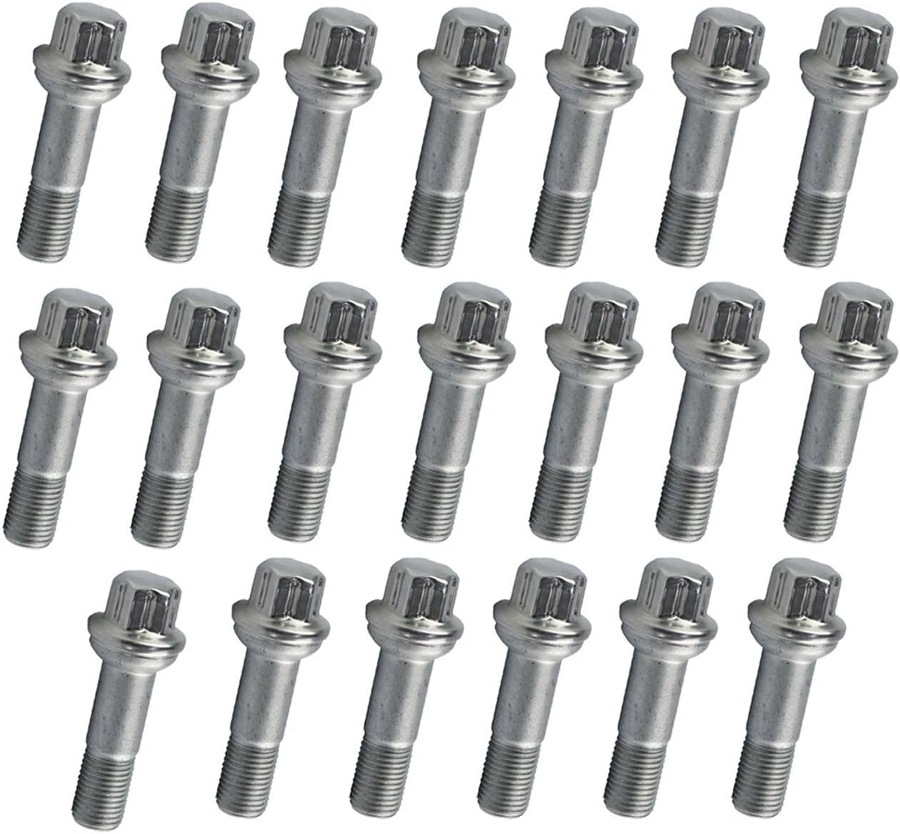 20pcs STAINLESS STEEL Wheel Lug Bolt for Mercedes-Benz for ML350 2003-2015 | for Mercedes-Benz for S500 1994-2006, 2008-2011, 2017