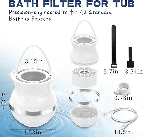 Miniatura 2 de Filtro de baño mejorado 3.0, filtro de agua de baño de 15 etapas para grifo de bañera, elimina el 99.9% del cloro y los contaminantes, sin BPA, 2500