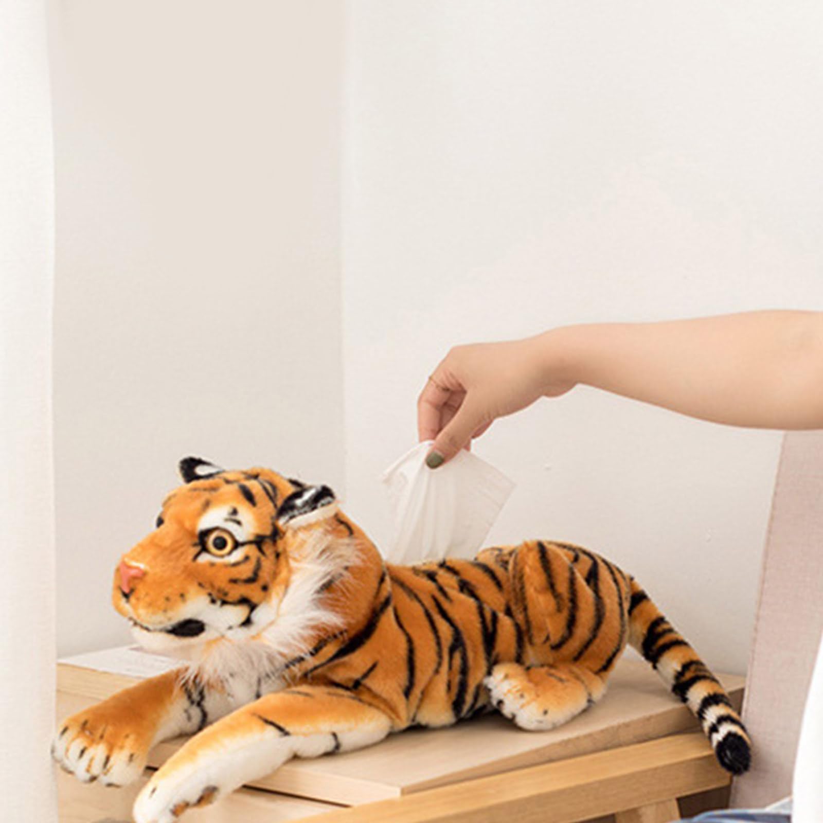 Realistische Taschentuchbox mit Tiger-Motiv, PP-Baumwolle, Aufbewahrungshalter für Badezimmer, Zuhause, Auto, Büro, Dekoration