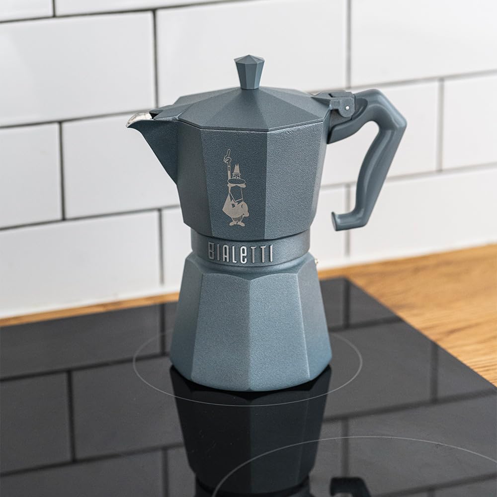 Bialetti Moka Exclusive Octagonal Induction 3 Tasses – Cafetière Espresso en Aluminium et Acier, Gris Argenté – Compatible Gaz et Induction