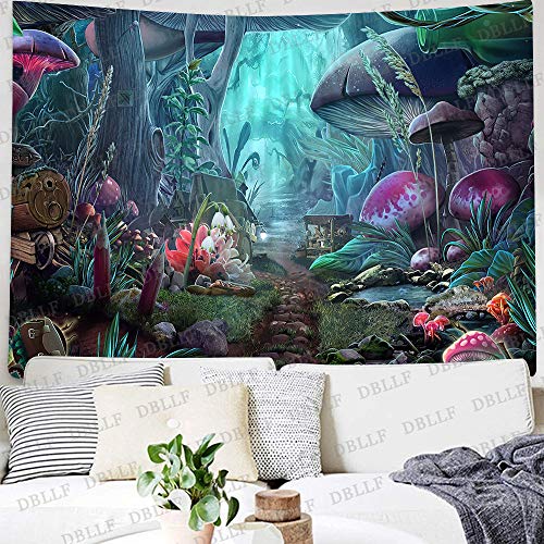Dbllf Magic Mushroom Forest Tapestry Fairy Tale Jungle Wall Hanging Decor 80"X 60" Flannel Cool Game Tapestries Plants Decor Tapestry For Bedroom Teen Girl Boy Living Room Dorm Dbls774 #TOP5