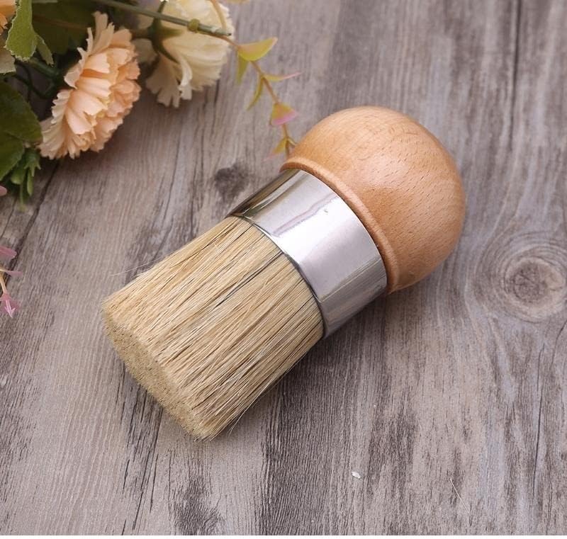 Paint Brushes,Angle Brushes,Paint Tools, Paint Brush Round and Pointed Chalk Paint Wax Brush Wood Handle Bristle Brushes Furniture Paint Brushes