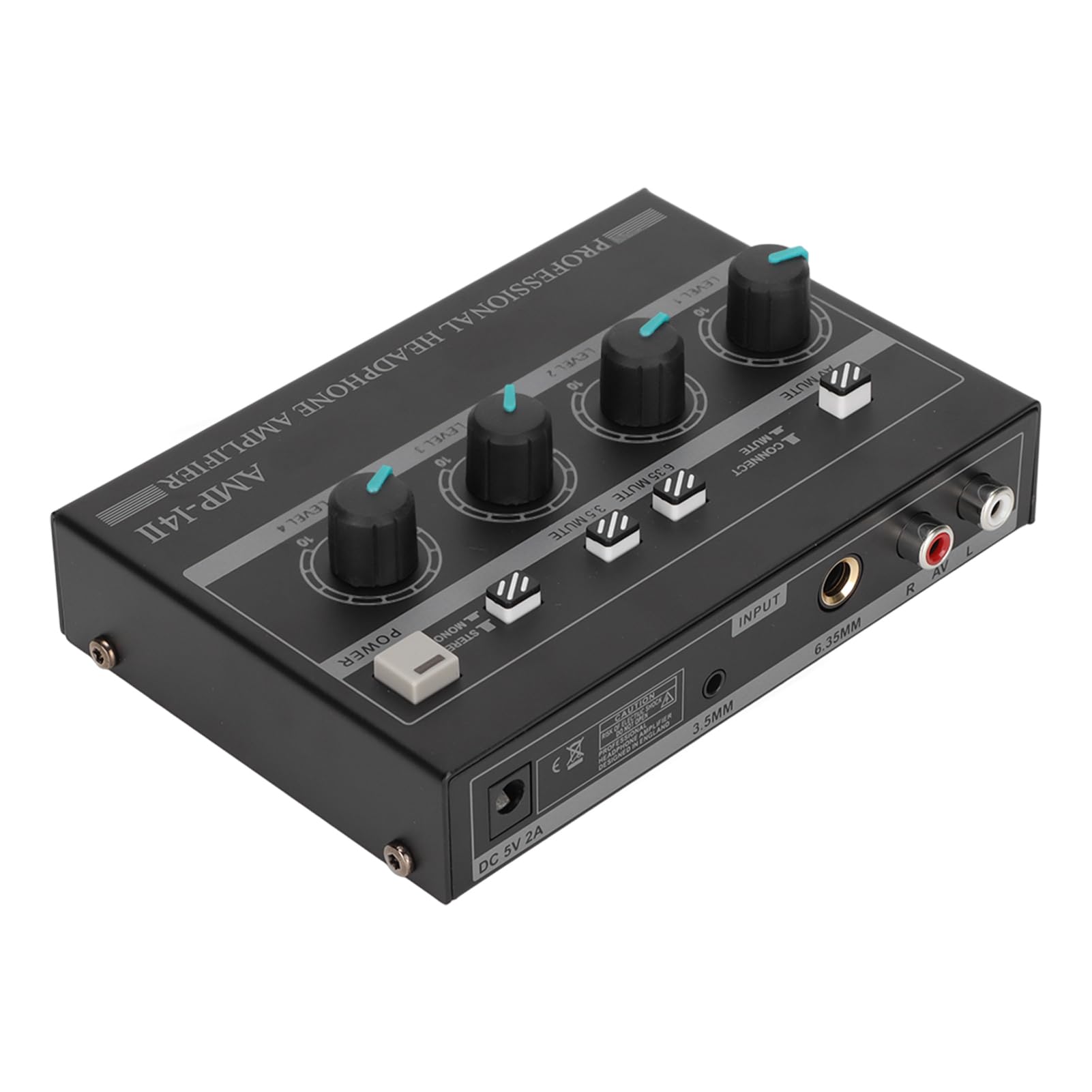 4-kanałowy metalowy stereofoniczny wzmacniacz audio z niezależnym pokrętłem głośności z zasilaczem 12V 1,5a, ultrakompaktowy system wzmacniaczy słuchawkowych do zastosowań studyjnych i scenicznych(EU)