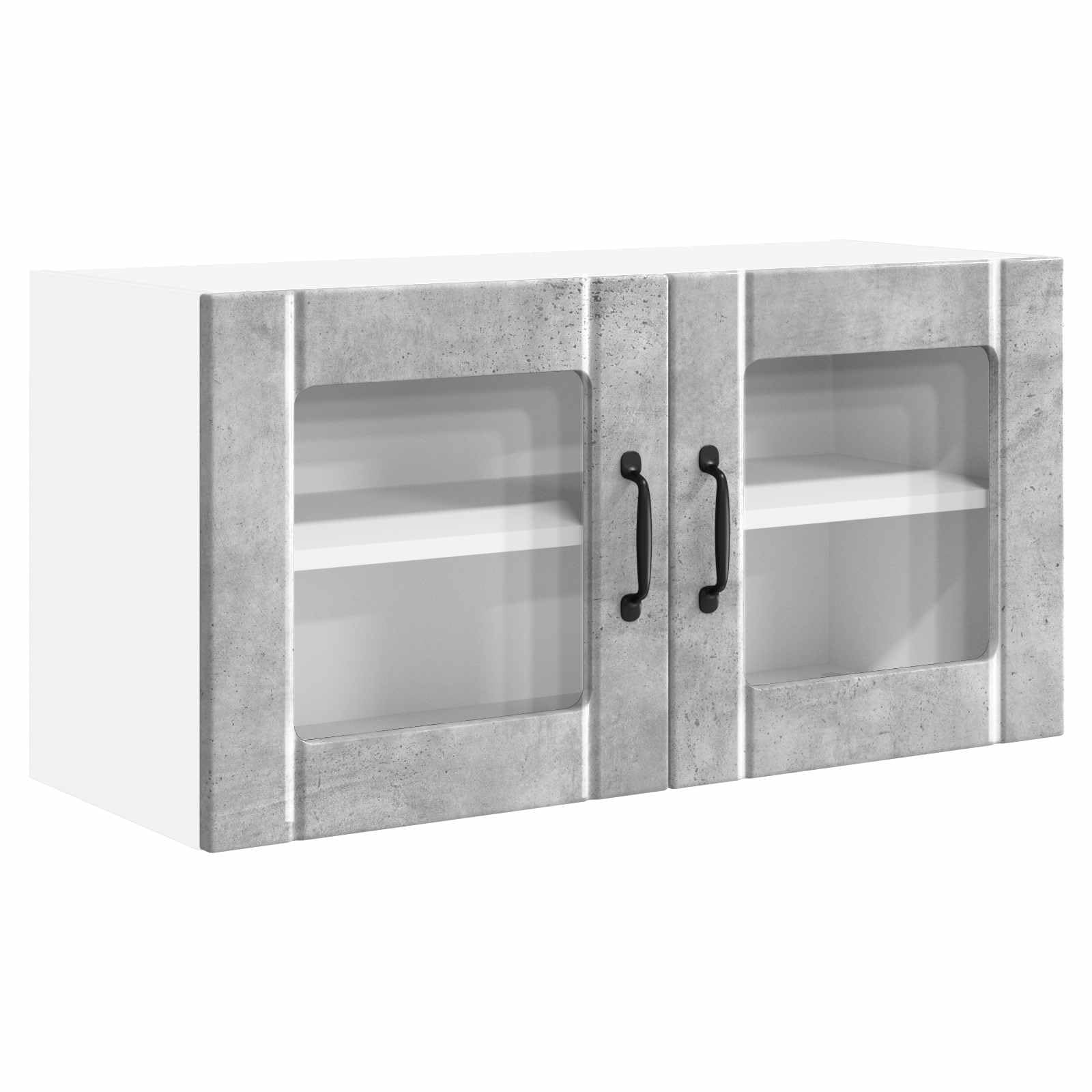 Küchenwandschrank in Beton Grau, 80 x 31 x 40 cm, Hängeschrank mit 2 Türen, Küchenschrank aus Holzwerkstoff, Wandküchenschrank für Küchenorganisation