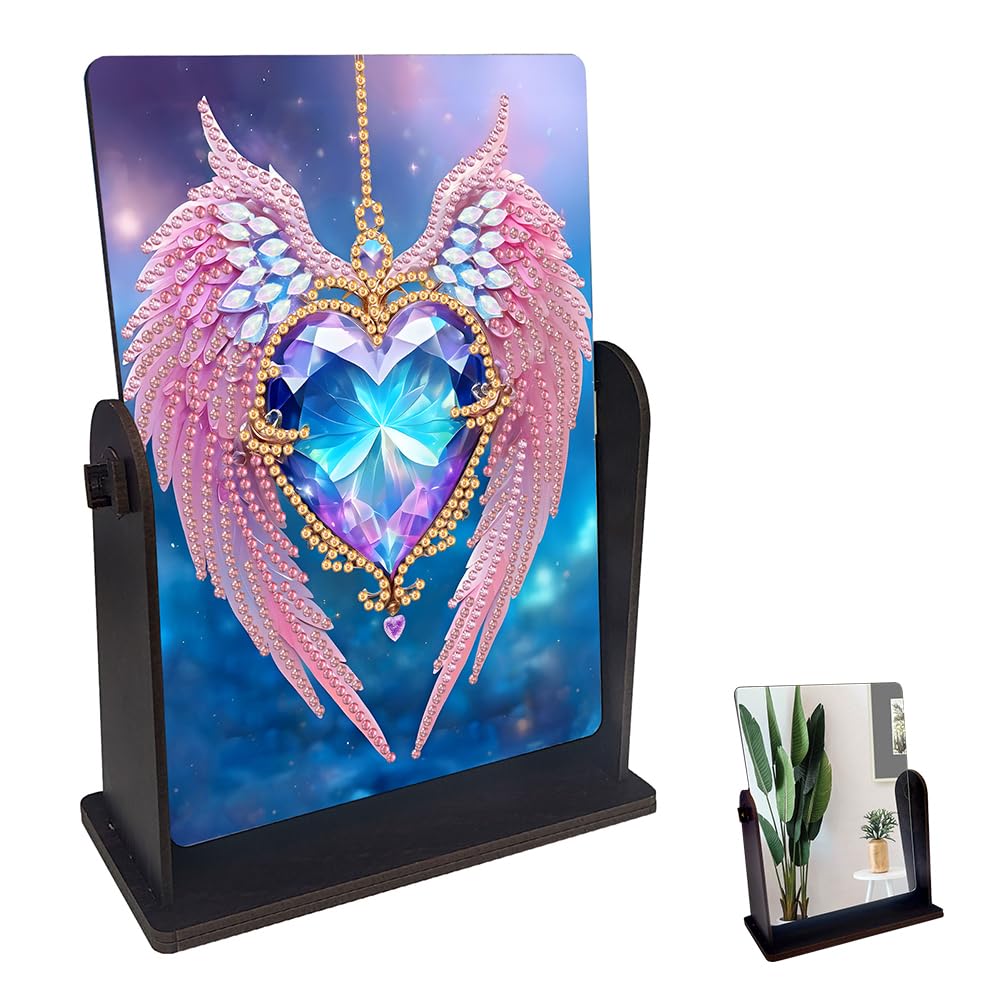 Fiorky Special Shape Animals Table Top Diamond Painting Mirror Kit Rhinestones Desktop Ornaments 5D DIY Diamond Art Tabletop Decor Bedroom Table Wall Decor for Home Office Decor