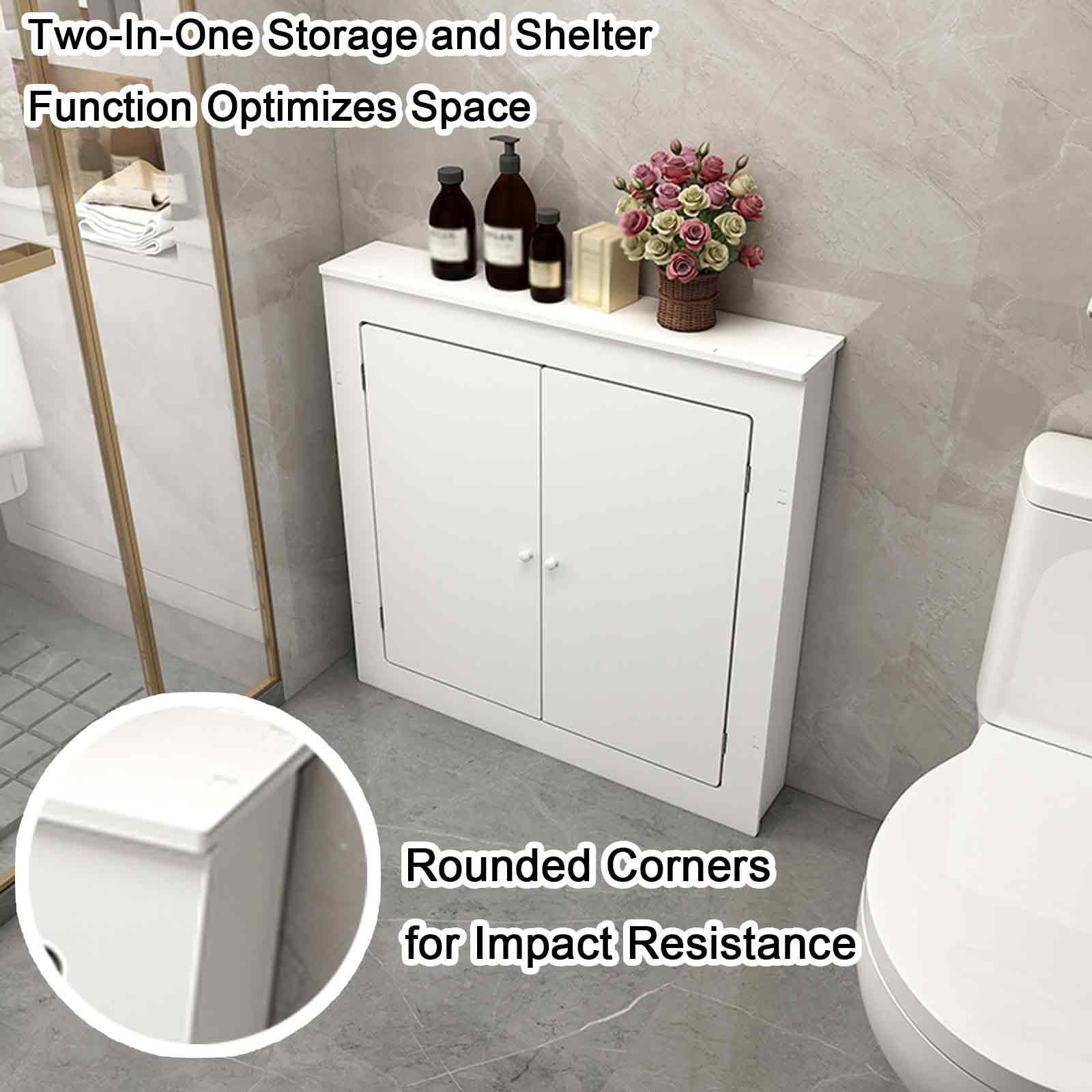 Copritermosifone Legno con Pannello di Accesso, Copri Termosifone Moderno per Termosifone, Mobiletto Decorativo Bianco a Doppia Anta, Design Protettivo(40x50x15cm/16x20x6in)