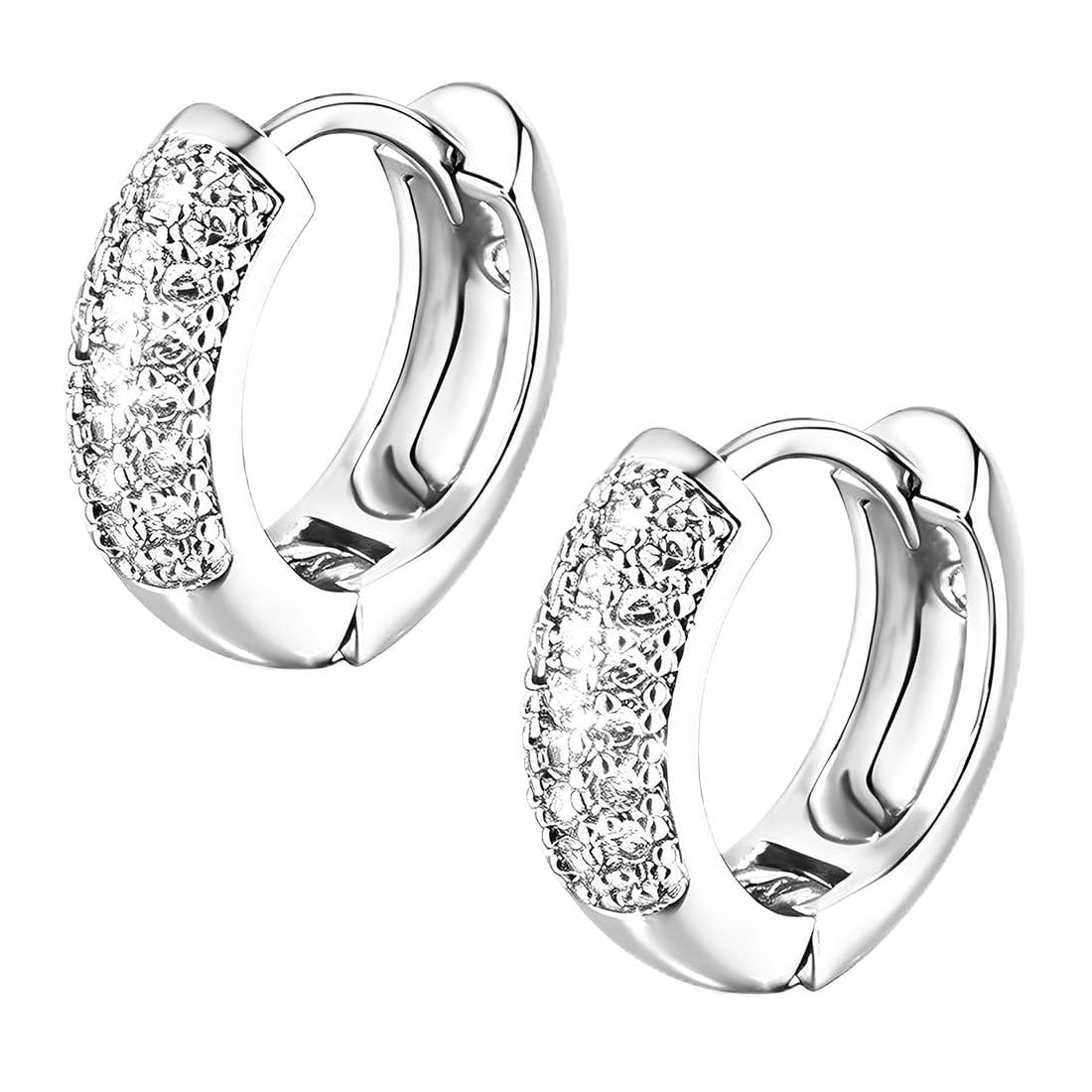 Orecchini Uomo Diamante Orecchini Uomo Cerchio Diamante Argento 925 / Oro Placcato 14K e Zirconi Cubici Anallergici Leggeri Trendy Gioielli di Moda per le Uomos
