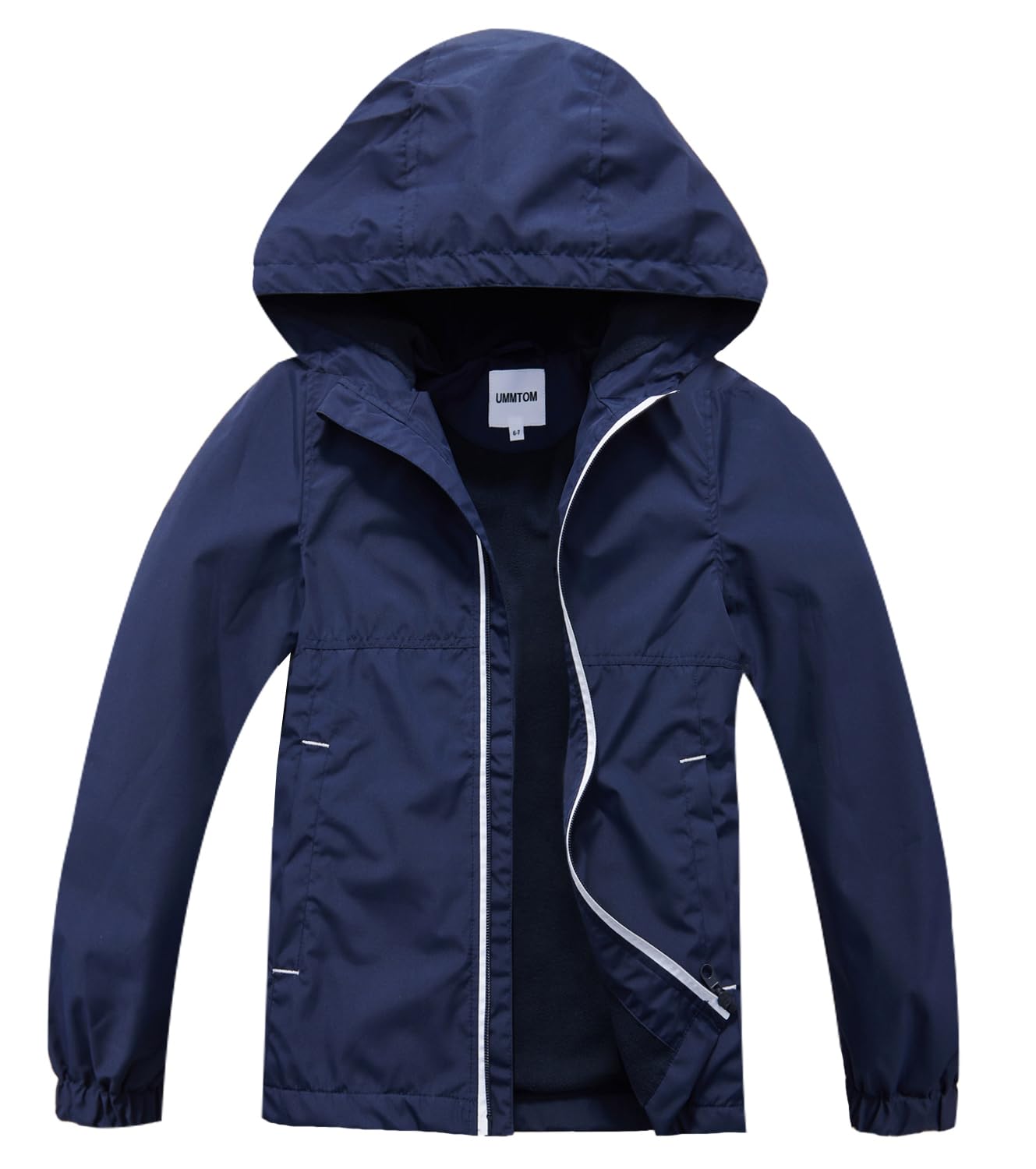 Boys Rain Jackets Lightweight Waterproof Hooded fleece Raincoats Windbreakers for Kids