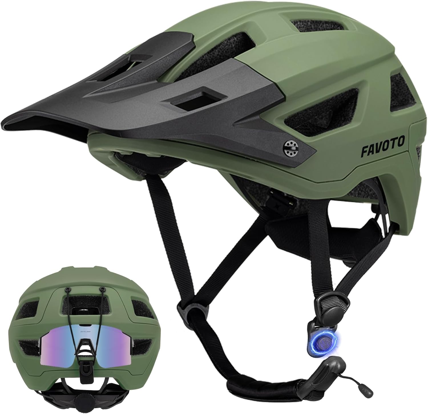 Favoto Mountain Bike Helmet Adult- Dual Shell Magnetic Buckle Lightweight MTB Bicycle Helmet Adjustable for Adults Men Women CPSC Certificated