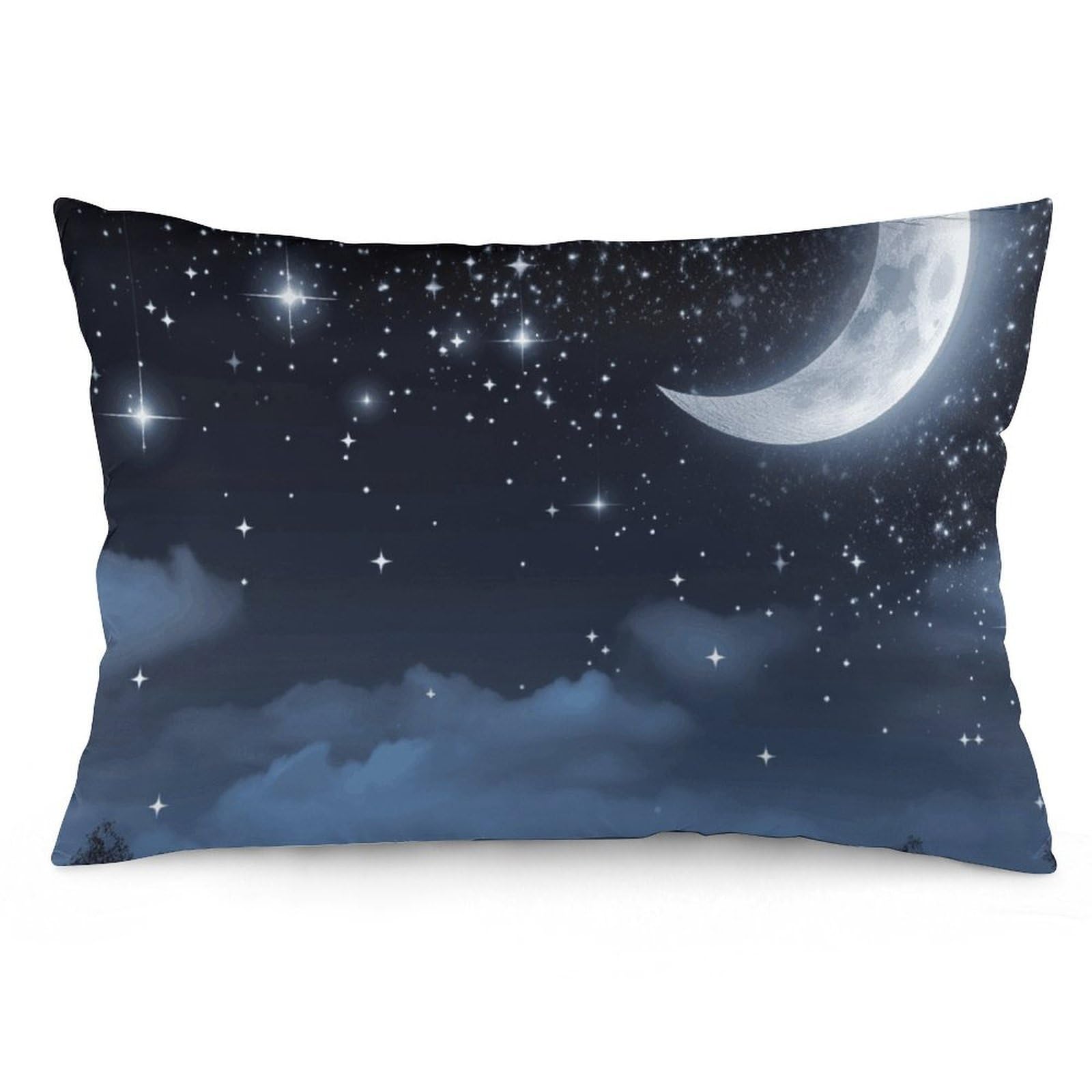 2 Pack Pillow Cases for Hair and Skin, Soft Breathable Pillow Case Covers with Hidden Zipper, Nightsky Hanging Moon Pillowcase 12 "x20 Pillow Covers for Sleeping Gift