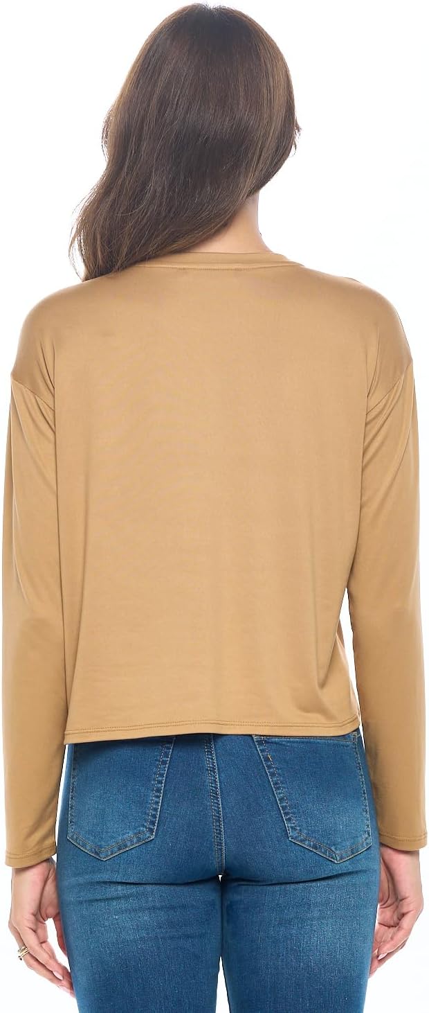 KNIT RIOT Women's Crop T Shirt - Long Sleeve Crewneck Soft Basic Boxy Casual Active Workout Yoga Gym Cropped Top