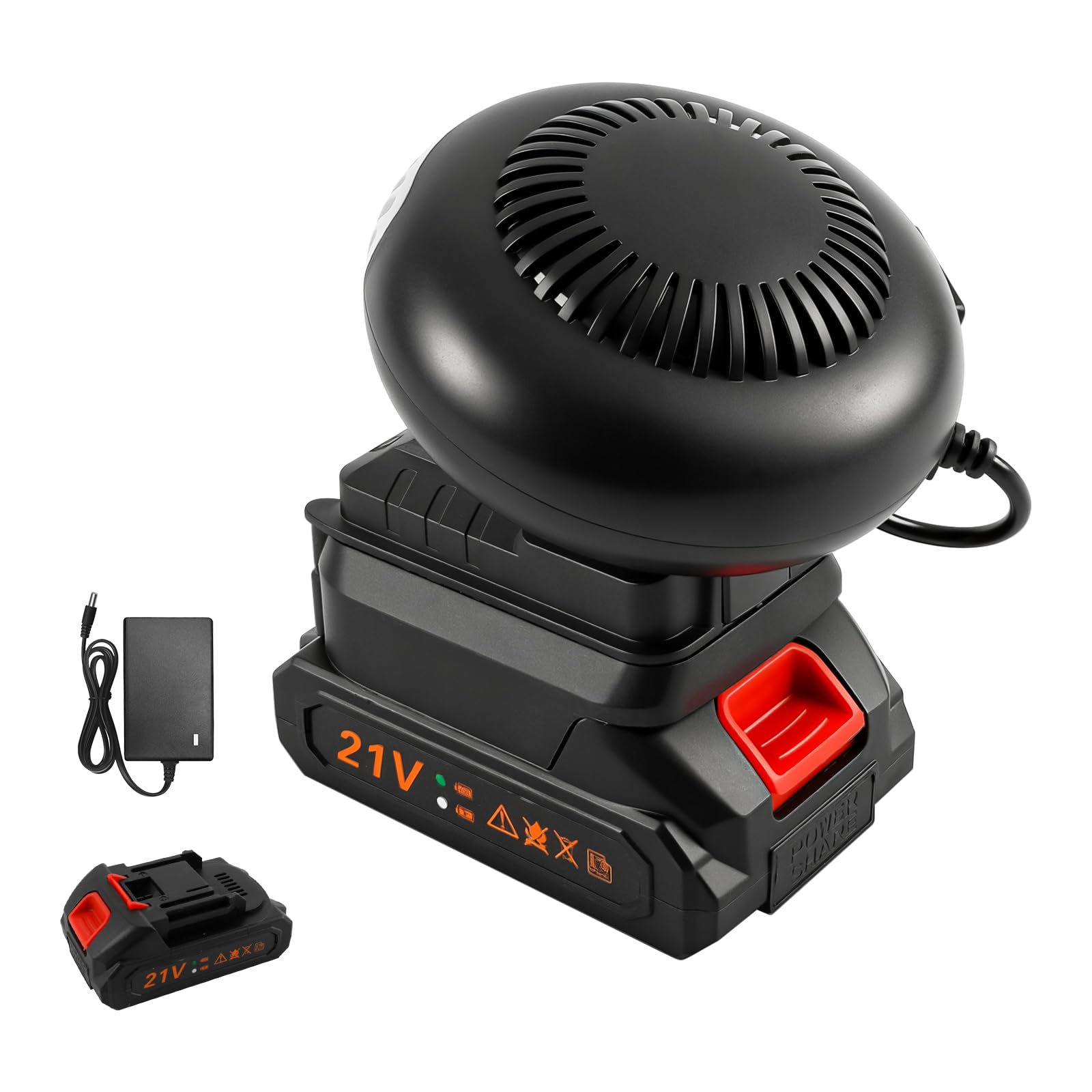 12V Autoheizung Winter Autoentfroster-Set Tragbarer Auto Heizung mit 1500mAh Akku und 2 USB Anschlüssen für PKW, SUV, LKW, 2 Temperaturstufen (mit 2 Akku)