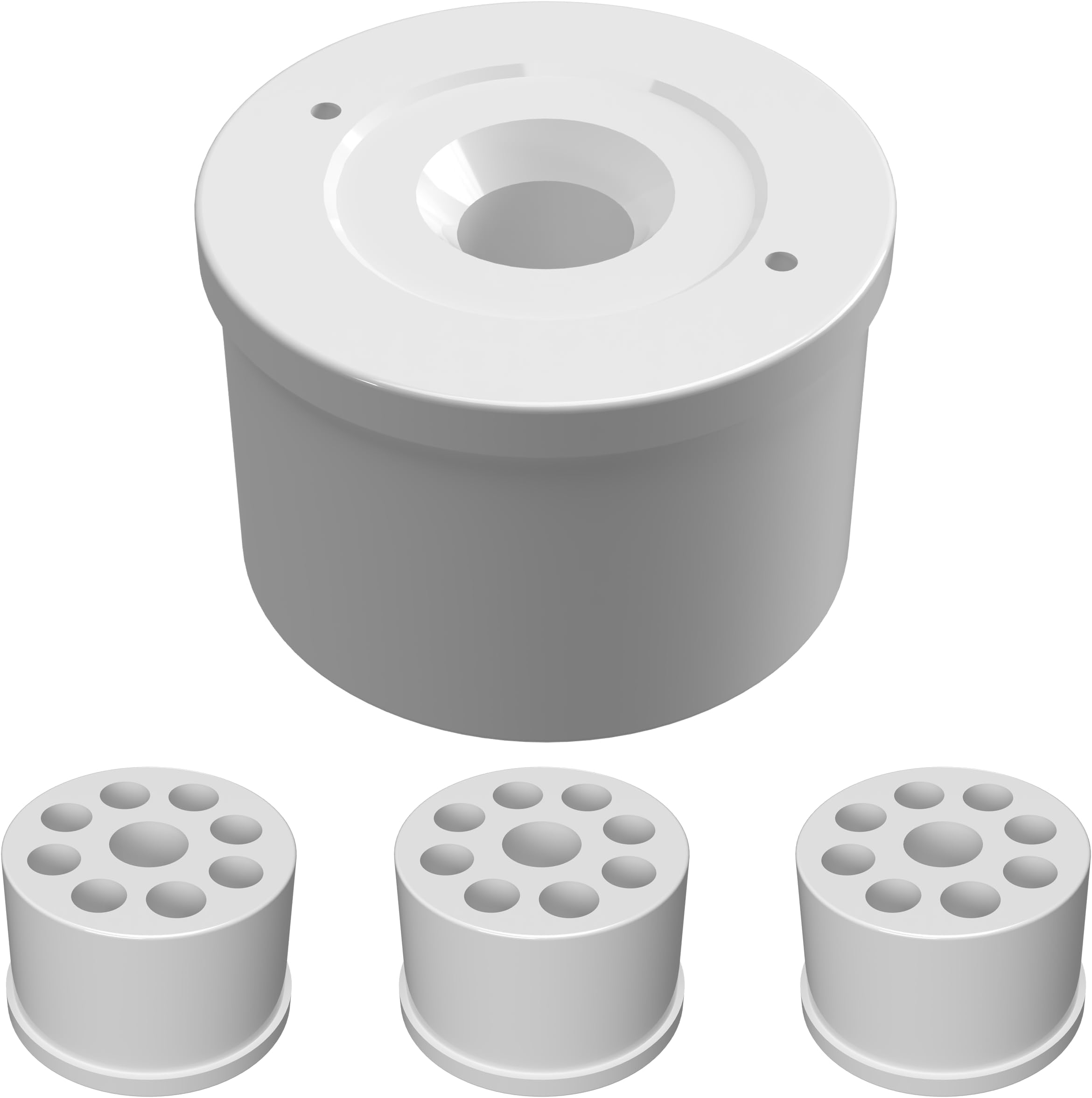 FORMUFIT 1-1/4" Caster PVC Fitting Adapter, Furniture Grade, White, Made in USA, UV-Resistant, Fits 1.660” Fitting Socket (4-Pack) - F114CF7-WH-4