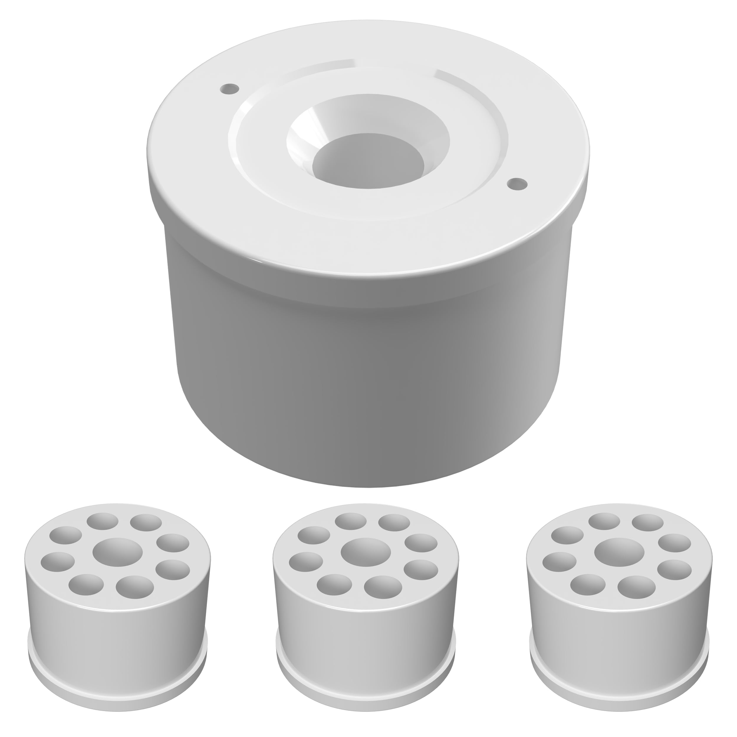 FORMUFIT 1-1/4" Caster PVC Fitting Adapter, Furniture Grade, White, Made in USA, UV-Resistant, Fits 1.660” Fitting Socket (4-Pack) - F114CF7-WH-4