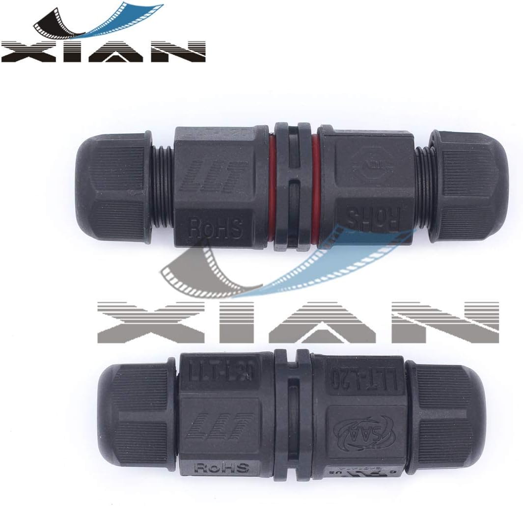 Y'XIAN LLT L20 3Pin Outdoor Wire Connector IP67 Waterproof Junction Box External Sleeve Coupler Ø 5-9mm Cable Range