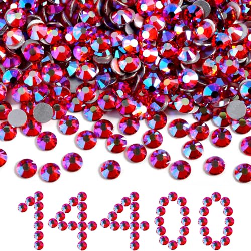 Image of Beadsland Flat Back Crystal Rhinestones Bulk, Hyacinth AB, SS16, 14400pcs | Flatback Glass Gems for Nails Crafts Clothes DIY Decoration, Glue Fix, 3.8-4.0mm,Orange AB