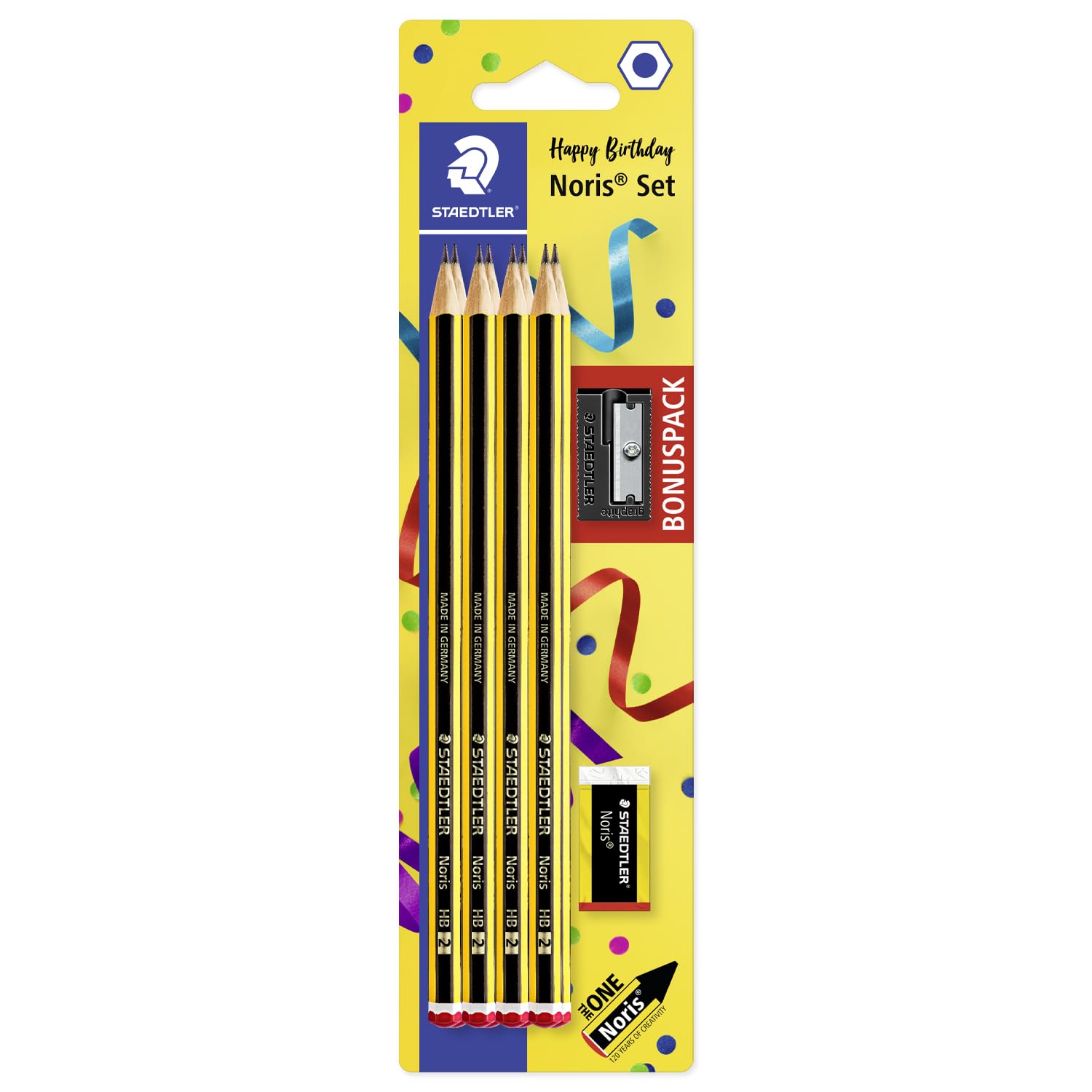 STAEDTLER 120 SBK8P1 Noris Graphite Pencil - HB Degree - Pack of 8 Pencils + Sharpener + Eraser + 4 Mars Plastic 526 50 Erasers - Image 2