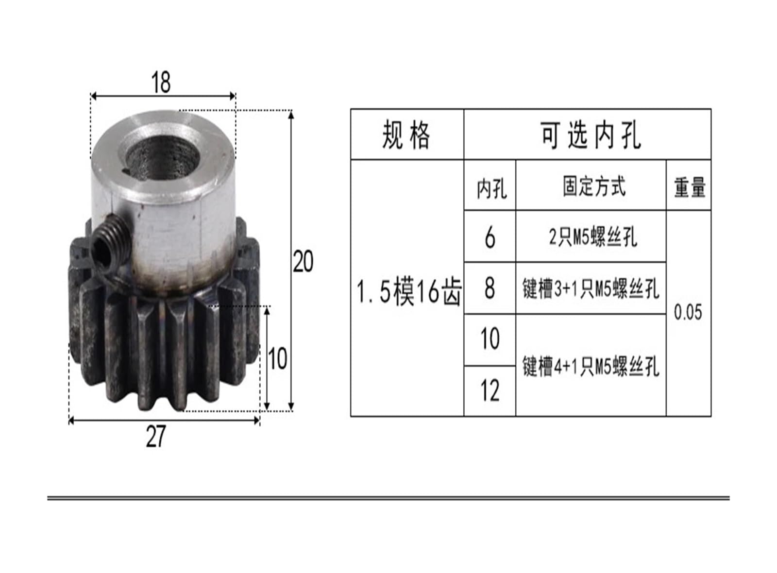 Bevel Gear Pinion Hardware Mechanical 1pcs 1.5M Spur Gear Rack Pinion 10/12/14/15/16/18/20 Teeth Mod Staight Teeth Positive Gear Bore 10mm(16Teeth)