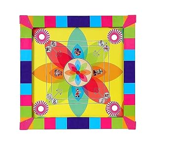 2 in 1 Ludo Carrom Board with Coins and Striker for Kids Playing 17 * 17 inch (Multicolor)