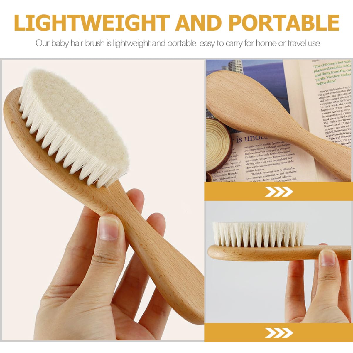 ibasenice 5juegos Cepillo De Cabello Para Bebés De Madera y Cepillo De Lana Natural Cuidado Para Recién Nacidos y Ligero Para Masaje Del Cabelludo