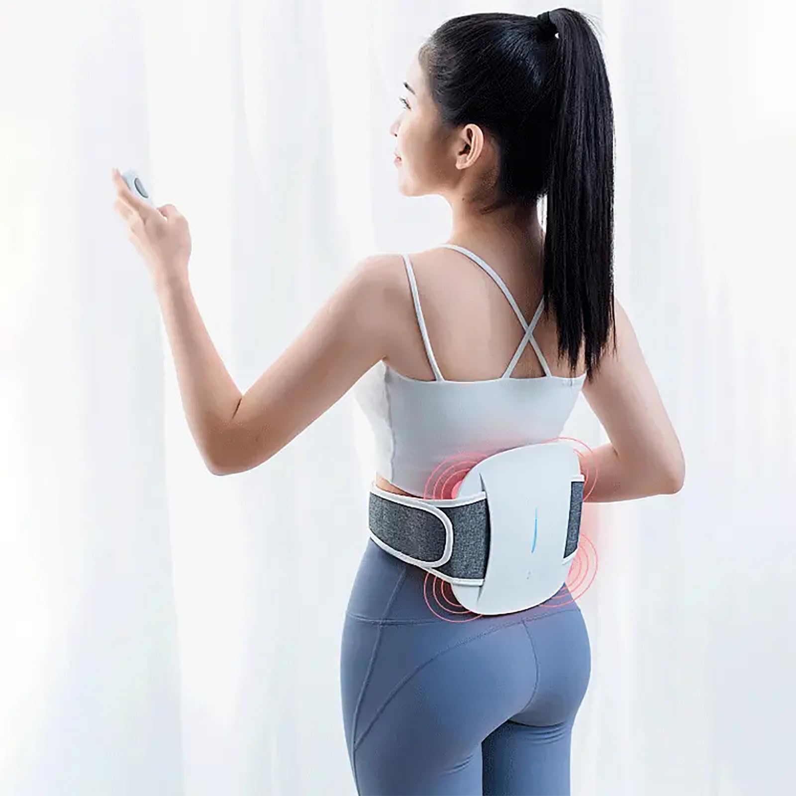 Almohadilla Térmica Para Calambres, Cinturón Térmico Lumbar Portátil Con Control Remoto Y Función De Transmisión De Voz, 20 Niveles De Intensidad Y 6 Modos De Ajuste, Para Dolor De Espalda Baja