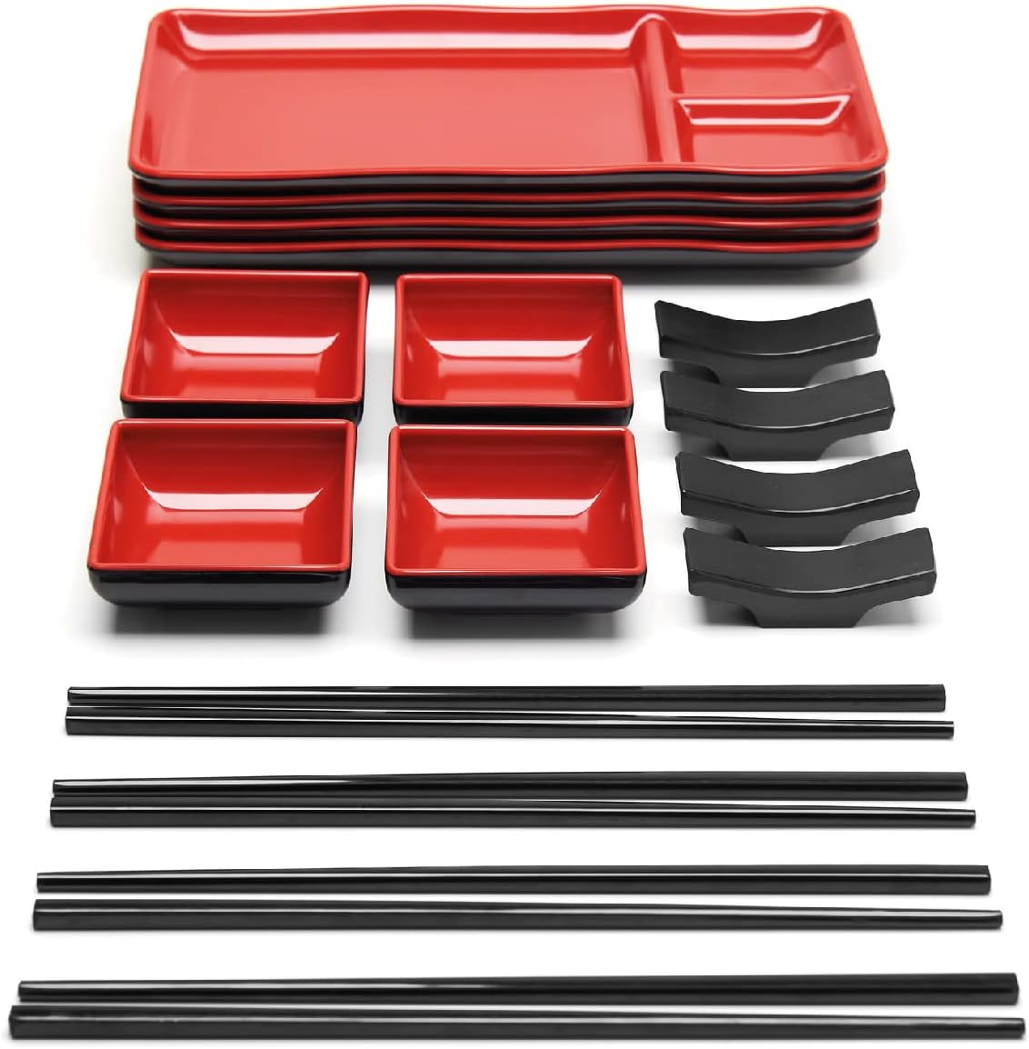 Set Sushi Per 2 Persone In Ceramica | Piatti Bacchette E Ciotole Blu-Bianco - Foto 4