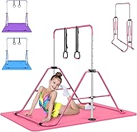 Vista 9 de Expandable Gymnastics Bars with Ring, Adjustable Height Gymnastic Horizontal Bars, Gym Junior Training Bar Children Folding Training Monkey Bars for