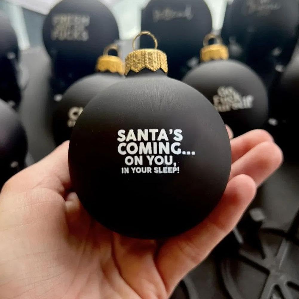 Sweary Weihnachtskugel-Set – 12 Stück, lustige Weihnachtskugeln, lustiges Geschenk für Weihnachtsfeier, 12 Stück Weihnachtsbaum-Hängeornamente (weiß)