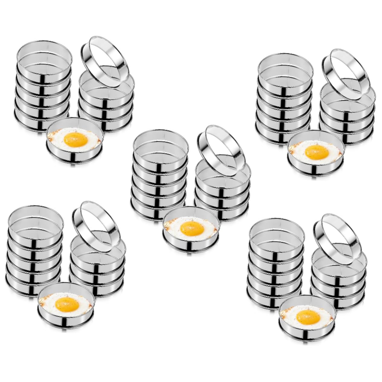 IMIKEYA 5 Ensembles Moule À Gaufres En Acier Inoxydable Cercle À Gâteau Rond Antiadhésif Friteuse Accessoires De Pâtisserie English Muffin Rings Boîtes De Conserve Silver 10 Pièces * 5