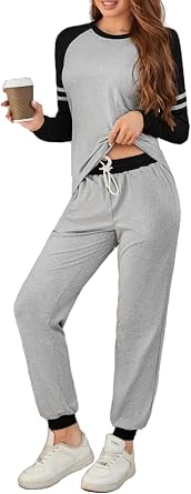 IFFEI Lounge Sets for Women Casual Pajama Sets Long Sleeve Pullover Tops and Jogger Sweatpants Two Piece Pj Loungewear