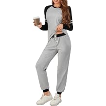IFFEI Lounge Sets for Women Casual Pajama Sets Long Sleeve Pullover Tops and Jogger Sweatpants Two Piece Pj Loungewear