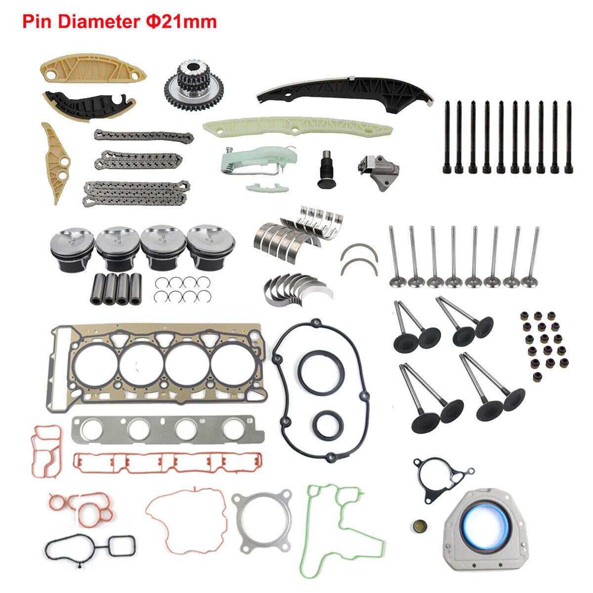 Kit reparación reacondicionamiento válvulas pistones Compatible con Je-tta Sha-ran E-O-S Go-lf Bee-tle A3 TT Q3 2.0 TFSI TSI GTI 06H109158 06H109158N 06H109469AD