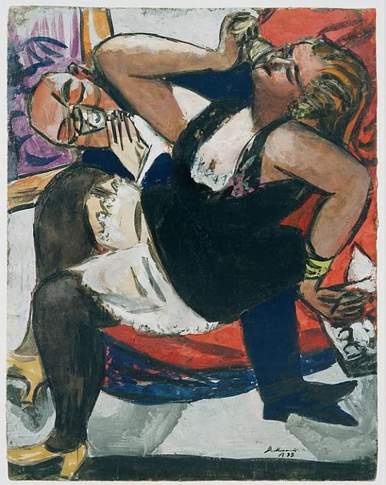 Impression d'art Paire assise par Max Beckmann Toile de Qualité Musée 60x90cm Décoration Murale Premium