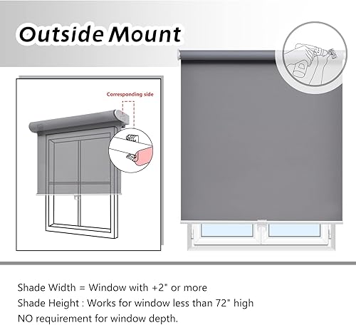 Miniatura 6 de Persianas enrollables opacas para ventanas, sin cordones, para oscurecer la habitación, con aislamiento térmico, fácil de instalar, para el hogar,