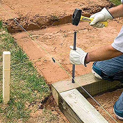 Aagut 16” Rebar Stakes (16Pcs) Heavy Duty Ground Anchors Steel Plant Support Garden Stake Metal Straight Camping Tent Spikes With Chisel Point End For Hard Soil, Black Powder Coated #TOP2
