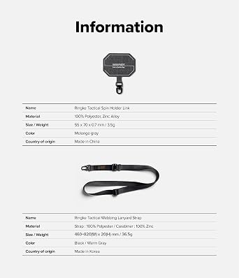 Ringke Tactical Webbing Lanyard Strap with Patch [Heavy Duty Carabiner] Durable Multi-Purpose Phone Shoulder Neck Strap