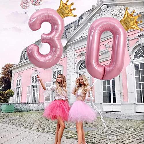 40 Inch Pink Number 9 & Mini Crown Balloon For Birthday Party Decorations, 9Th Birthday Party Decorations Pink Theme Party Balloons Decorations Supplies #TOP5