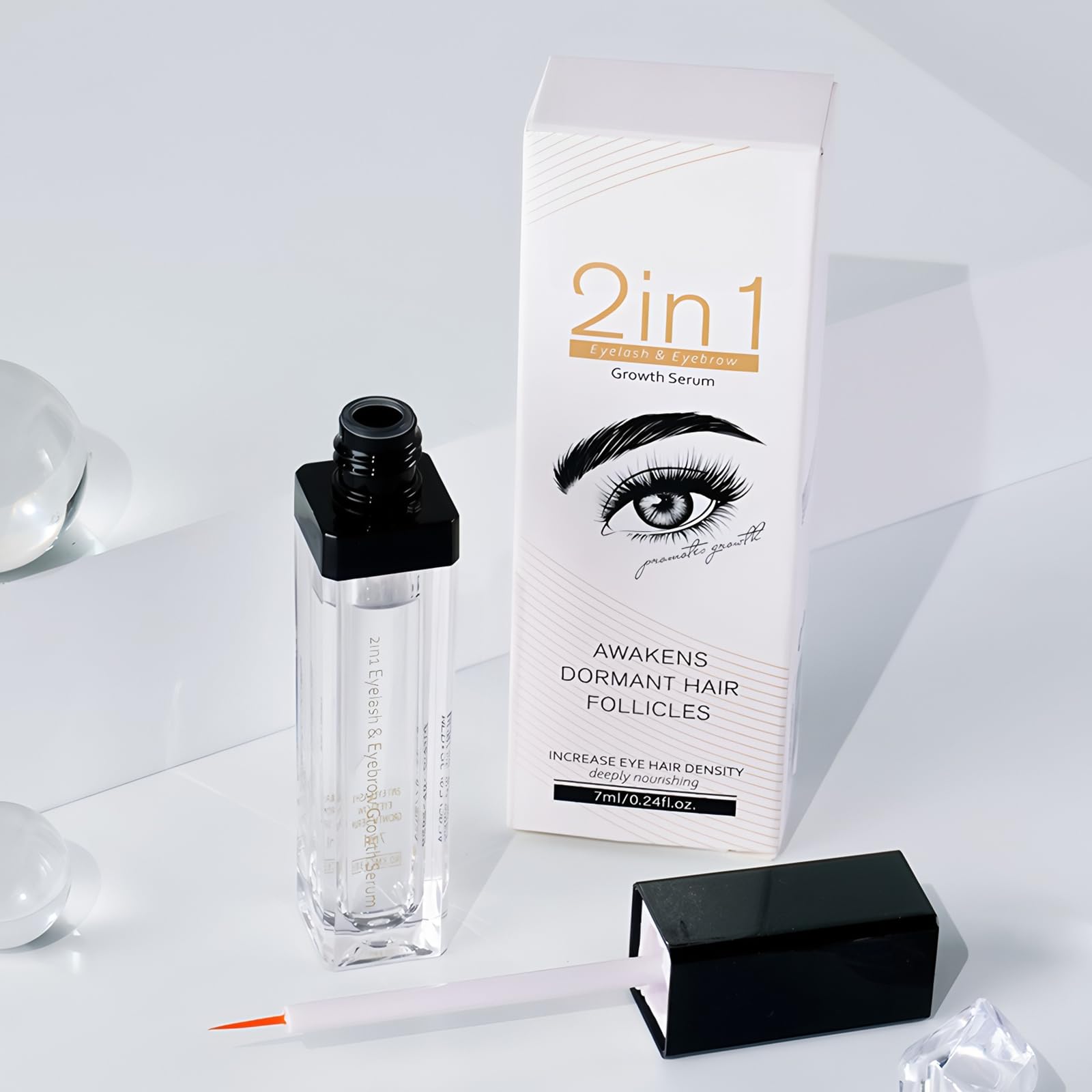 Serum do wzrostu rzęs i brwi, serum na porost rzęs, serum na porost rzęs, pełniejsze serum do brwi, grubsze i mocniejsze włosy do rzęs, stymuluje i brwi pełniejsze, nadaje zdrowszy wygląd