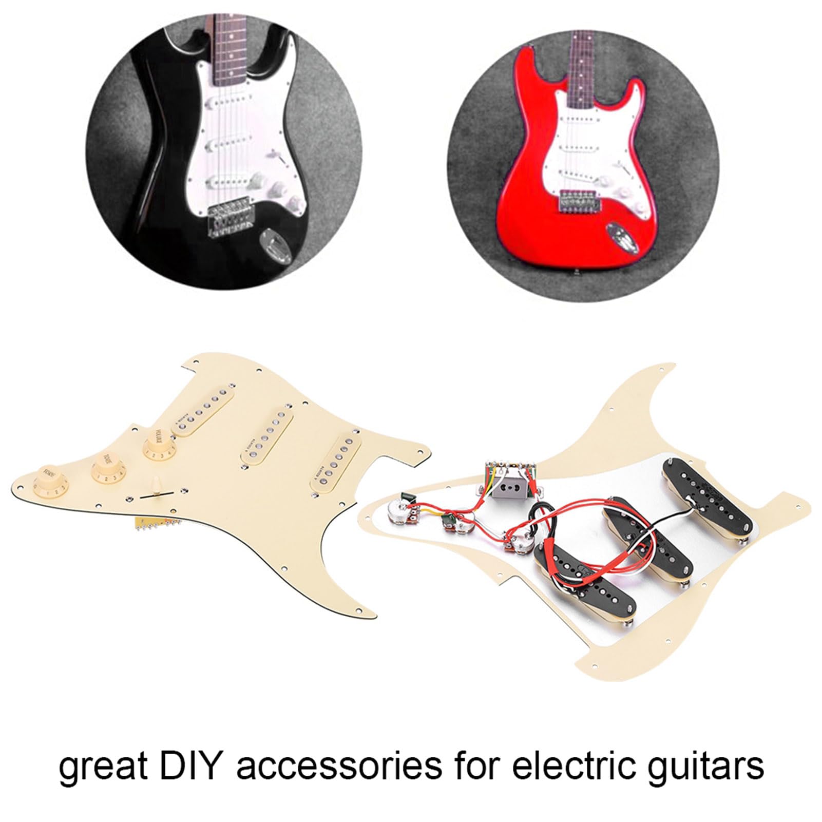 Dilwe Pickguard załadowany do gitary, załadowany pickguard z magnesem Alnico V, wstępnie okablowane przetworniki SSS do gitary elektrycznej