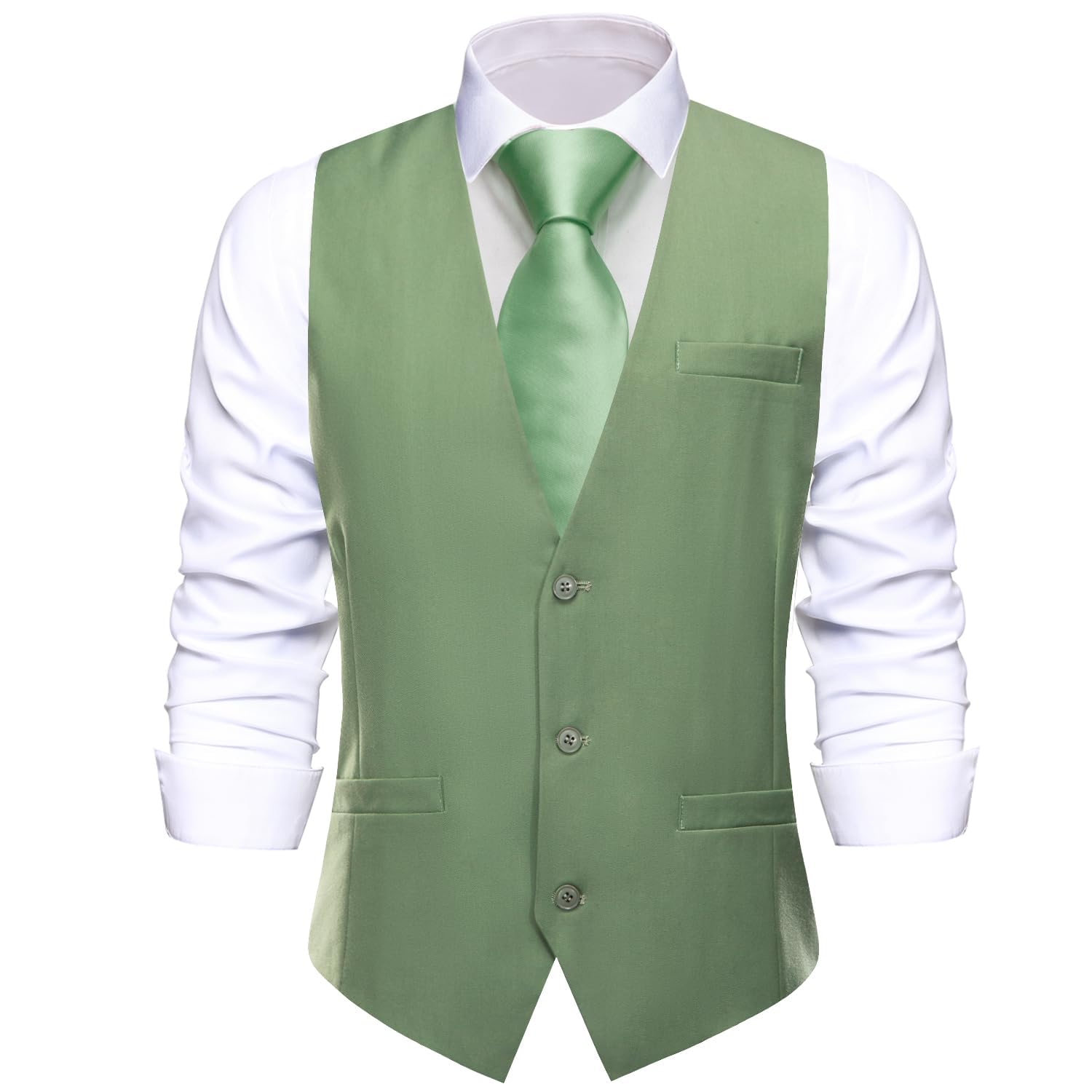 Hi-Tie Gilet de costume formel pour homme - Col en V - Revers cranté - Coupe ajustée - Costume de smoking pour fête de mariage et d'affaires