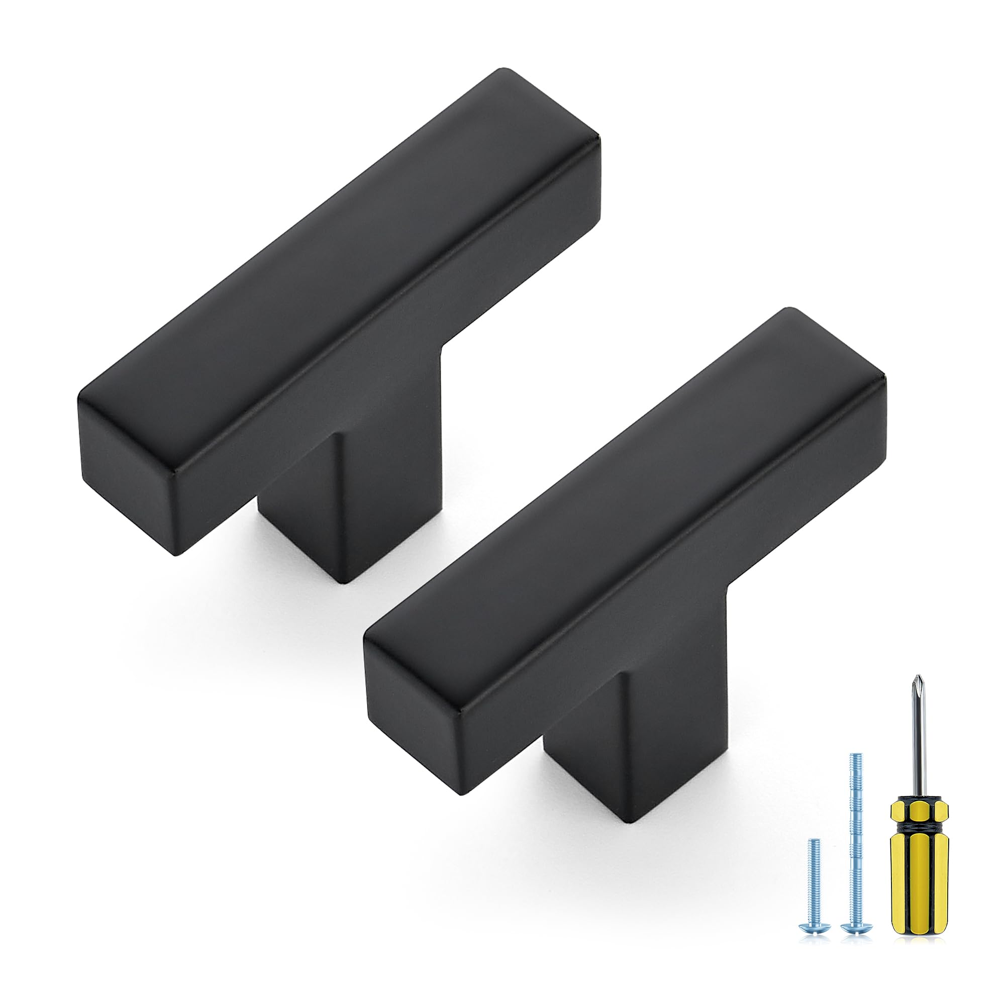 Ravinte Matte Black Square Pulls Cabinet Handles,Single Hole,10 Pack