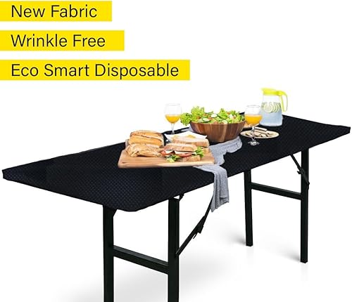 Miniatura 4 de Paquete de 5 manteles de plástico desechables para fiestas, manteles de picnic de 6 pies con mantel elástico ajustable para camping, mantel elástico