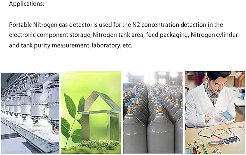 Miniatura 8 de ATO Detector de fugas de gas nitrógeno portátil 0 a 100% Vol, monitor de gas N2 con alarma de sonido y luz