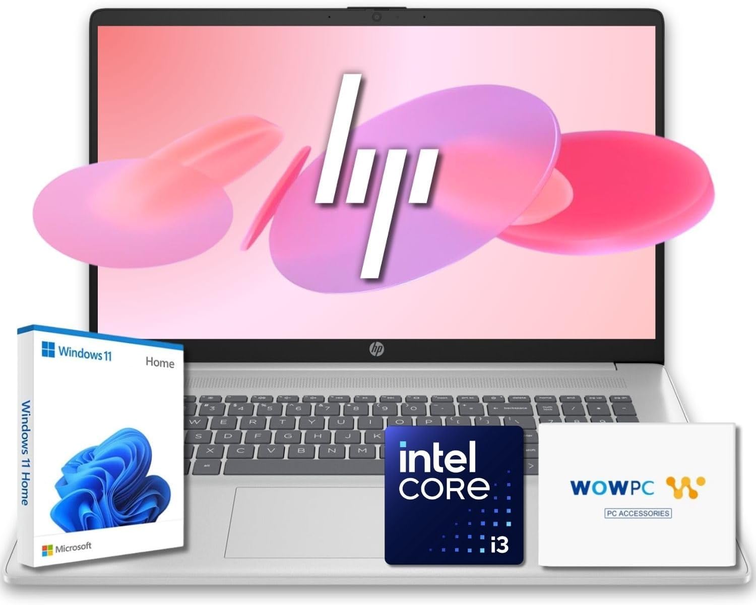 HP Pavilion 17 Laptop • 17.3" Anti-Glare Screen • Intel Core i3 N305 • 16GB DDR4 RAM • 256GB PCIe SSD • Full-Size Keyboard with Numeric Keypad • Up to 10 Hrs Battery Life • Win 11 • No Earbuds