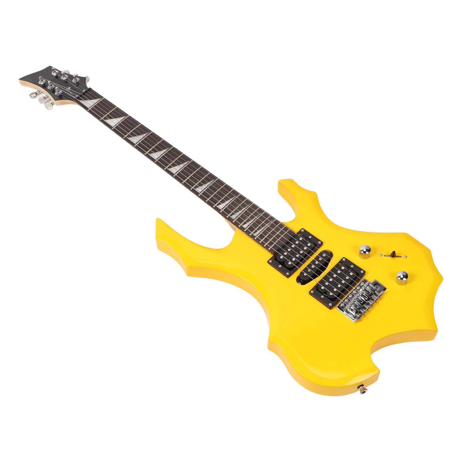 Chitarra Elettrica Gialla a Forma di con 24 Fret, Kit per Principianti con Plettri, Corde, Manico e Tracolla