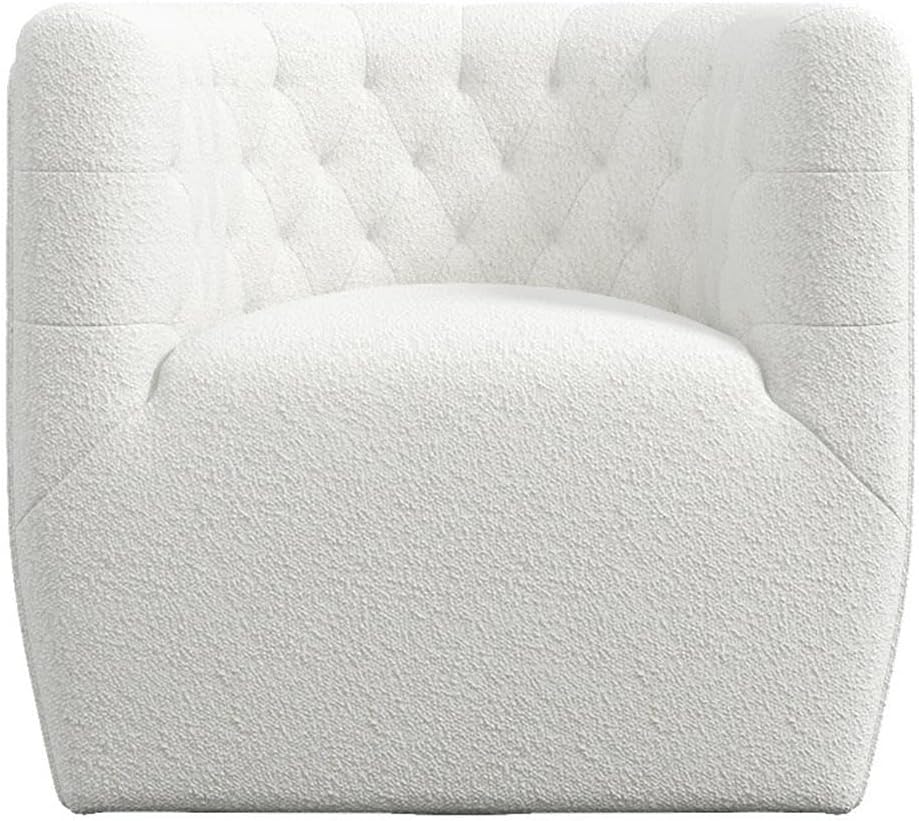 Lutton Modern Living Room Round Back Boucle Fabric Swivel Chair in Cream