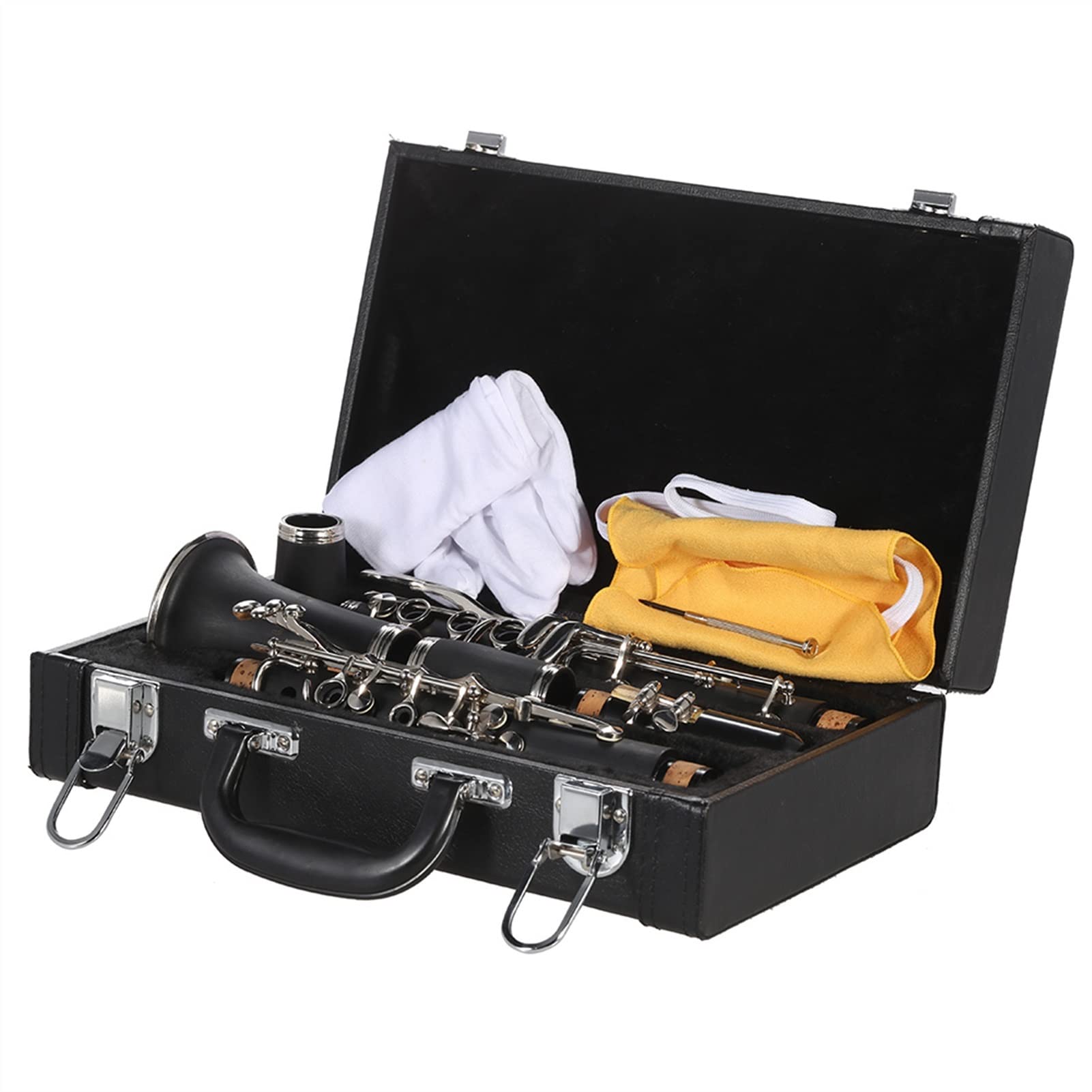 ABS 17 Key BB Clarinet Cupronickel Chapado Niquelado Con Guantes De Limpieza Instrumento De Viento De Madera