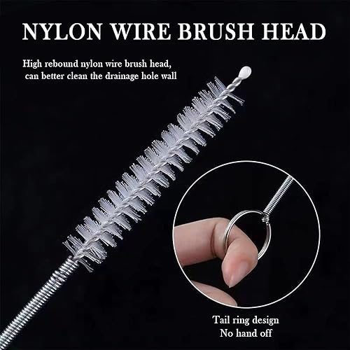 Miniatura 3 de OFBAND Herramienta de limpieza de drenaje de techo corredizo extendido de 60 pulgadas, cepillo de drenaje flexible de 90 de acero inoxidable con