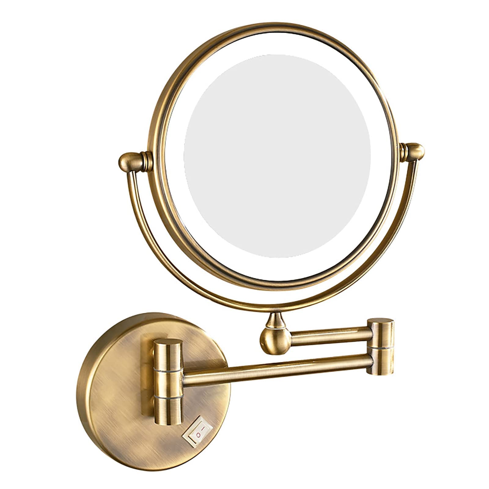 Miroir mural pliant de salle de bain grossissement 7X avec double vitrage rotatif 360
