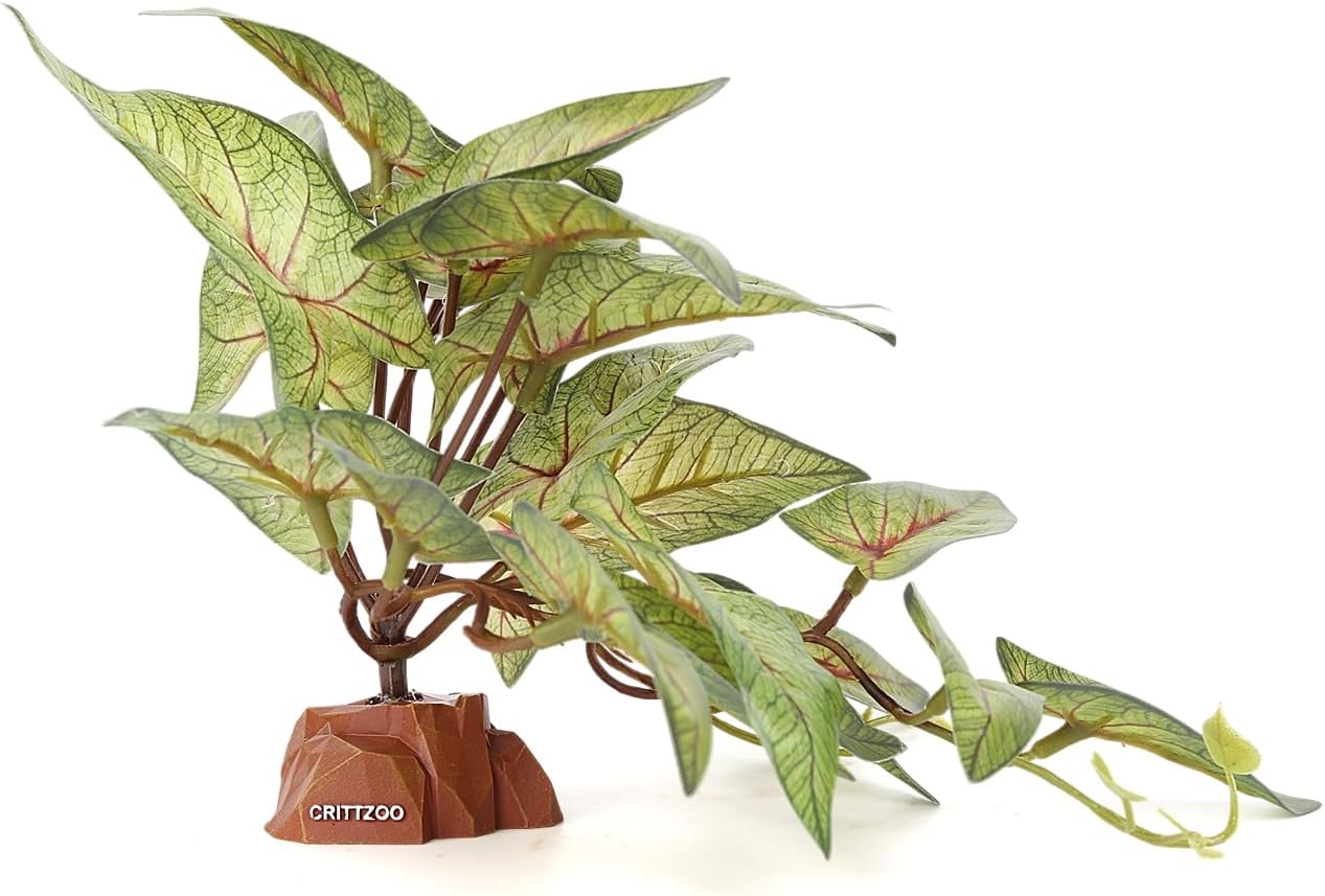 Reptile Fake Plants for Terrarium Decor, Snake Tank Accessories for Leopard Gecko Ball Python Bearded Dragon Crested Gecko Tortoise Frog Lizard Spider – Fake Arrowhead Plants